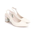 thumbnail image 3 of BLISSFUL STEP Slingback Strap Pointed Toe Sandals Colorful Chunky Heel Pumps for Women Light Beige 6.5, 3 of 7