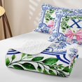 thumbnail image 4 of Catabedysis Bowknot Monogram X Twin Quilt Set,Green Botanical Wreath Twin Coverlet Set For Girls,3Pcs, 4 of 7