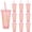 Pink, variant on 10-pack 24-ounce wedding party cups with straws and lids, reusable glittery bridesmaid cups, bride cups, plastic travel cups, bachelorette party supplies, gifts, engagement, party, summer hydration,