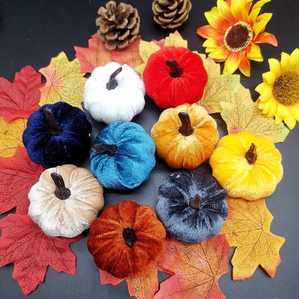 12Pcs Simulation Flannel Colorful Pumpkin Decoration Halloween Cloth Pumpkin Ghost Happy Helloween Party Ornament Festival GiftSmall Pumpkin B12pcsUnited States He Qiyong unisex