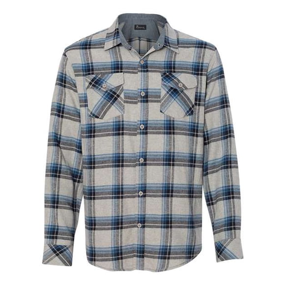 Burnside - Camisa de franela de manga larga teñida en hilo para hombre, gris/azul, 3XL Burnside 8210