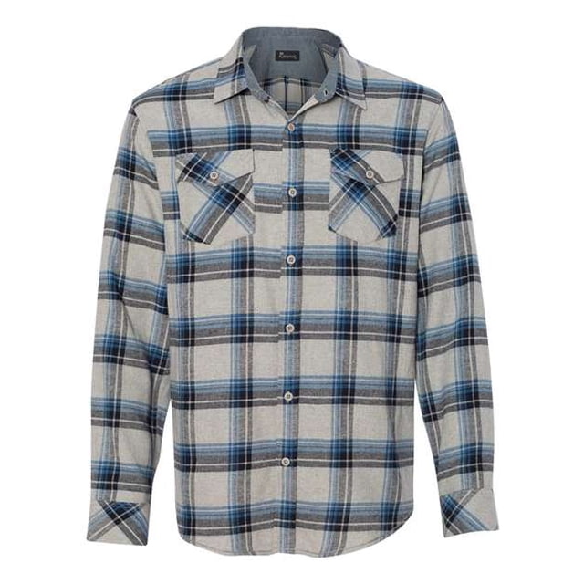 Burnside - Camisa de franela de manga larga teñida en hilo para hombre, gris/azul, L Burnside 8210
