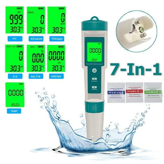 NefLaca 7 in 1 Digital LCD PH/TDS/EC/ORP/TEMP/SG/Salinity Water Quality Tester Meter Pen Drinking Water Aquariums Hydroponic Cooking Tester Measure
