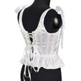 thumbnail image 5 of Women's Bustiers & Corsets Short Strap Shapewear Corset Halloween Costume Tight Fitting Waist Cinching Underbust Back Lace Up Medieval Ladies Basques Vintage Renaissance Steampunk Costume White M, 5 of 7