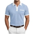thumbnail image 2 of Golf Shirts for Men Turndown Collar Short Sleeve Polos Color Block Stretch Daily Casual Stylish Shirt,Sizes S-3XL, 2 of 7