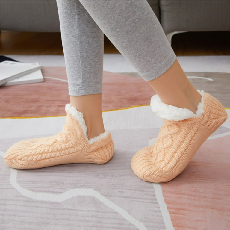 Super Soft Warm Fuzzy Fleece-Lined Slipper Socks, Cozy Gripper