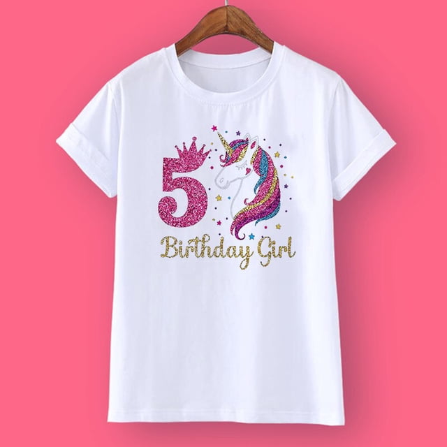Camiseta de cumpleaños de unicornio 1-12 Camiseta de cumpleaños Camiseta salvaje Camiseta de fiesta para niñas Ropa con tema de unicornio Regalos para niños Camisetas de moda Camiseta Tan Jianjun unisex