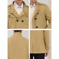 thumbnail image 6 of Unique Bargains Men's Winter Coat Stand Collar Double Breasted Pea Coats L Khaki, 6 of 6
