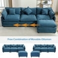 thumbnail image 4 of 112.2" Overized Sectional Sofa with Removable Ottoman, L-Shaped 4-Seater Cloud Couch with 5 Pillows, Chenille Upholstered Sleeper Sofa for Living Room, 4 of 7