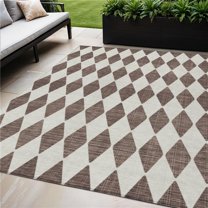 HomeRoots 577020 5 x 8 ft. Geometric Washable Indoor & Outdoor Rectangle Area Rug, Brown