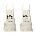 thumbnail image 1 of Delantal a rayas para el hogar, limpiaparabrisas de cocina con cuchillo y tenedor impreso, delantal grueso impermeable y a prueba de aceite, 2 uds., 1 of 5