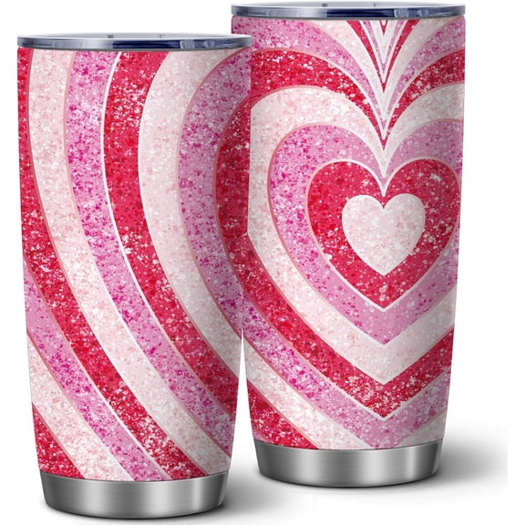 Heart Burst 20 oz Insulated Tumblers with Lid | Stainless Steel Vacuum Tumbler Travel Coffee Mugs | Best Birthday Gifts For Women (White)