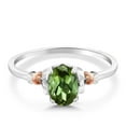 thumbnail image 2 of Gem Stone King 925 Silver and 10K Rose Gold Green Tourmaline Engagement Ring for Women,Girls | 0.70 Cttw | Oval 7X5MM | Gemstone October Birthstone | Size 8, 2 of 5