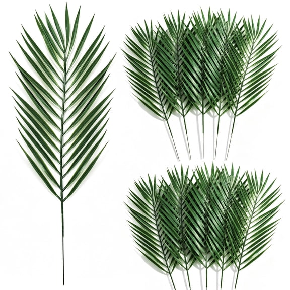 Artificial Palm Leaves 10Pcs Fake Tropical Plants for Home/ungle/Beach Theme Party Decoration(24.4in)