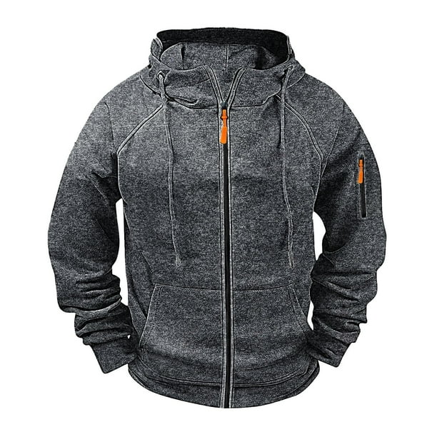 pstuiky camisa de manga larga para hombre, Sudadera deportiva de manga larga con capucha y bolsillos múltiples para hombre, estilo cargo, informal, para entrenamiento Tops casuales para hombres l