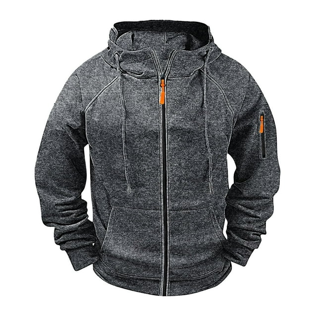 pstuiky camisa de manga larga para hombre, Sudadera deportiva de manga larga con capucha y bolsillos múltiples para hombre, estilo cargo, informal, para entrenamiento Tops casuales para hombres l