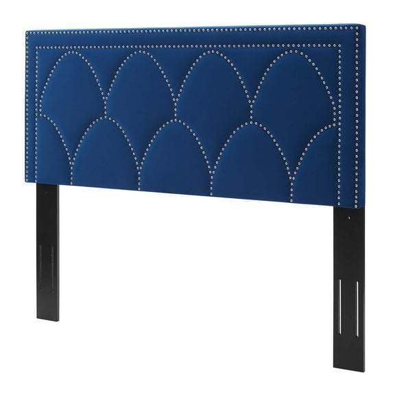 Headboard, Full Queen Size, Velvet, Blue Navy, Modern Contemporary Urban Design, Bedroom Master Guest Suite