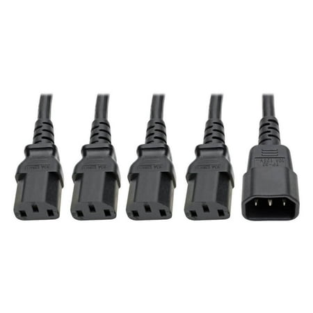 UPC: 0037332205261 | Y Splitter Computer Power Cord 10A 18 AWG (C14 to 4x C13) Black 18 in.