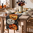 thumbnail image 2 of Smile Jack O Lantern Pumpkin Ghost Spider Halloween Table Runner Black 13 x 72 Inch, 2 of 8