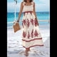 thumbnail image 5 of Vestido Bohemio con Cuello Cuadrado para Mujer, Informal, para y Verano, para Vacaciones en la Playa 2025 y Rojo M, 5 of 9