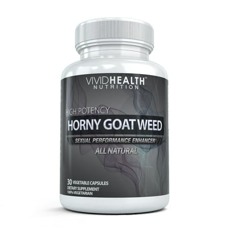 Horny Goat Weed: Highest Potency Performance & Libido Booster by Vivid Health Nutrition - 30 Caps Per Bottle