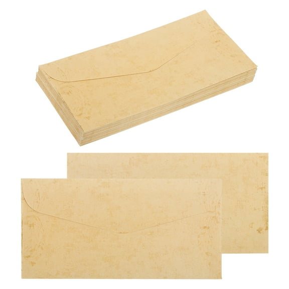 48 Packs Envelopes Vintage Aged Paper Warm Orange Yellow-9 x 4 Inch for Letter Writing, Invitations