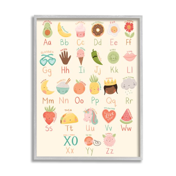 Stupell Industries Charming Alphabet Chart Desserts Taco Queen Unicorn, 16 x 20, Designed by Richelle Lynn Garne
