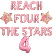 Wonmelody Reach PriNst the Stars Birthday Decorations Girl the Stars Birthday Balloon Banner Out Space 4th Party Decor Pink Astronaut Galaxy Planet Supplies for Out of This World Rocket 4th Party