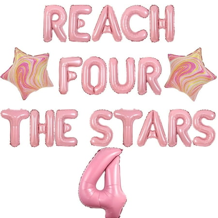 Wonmelody Reach PriNst the Stars Birthday Decorations Girl the Stars Birthday Balloon Banner Out Space 4th Party Decor Pink Astronaut Galaxy Planet Supplies for Out of This World Rocket 4th Party