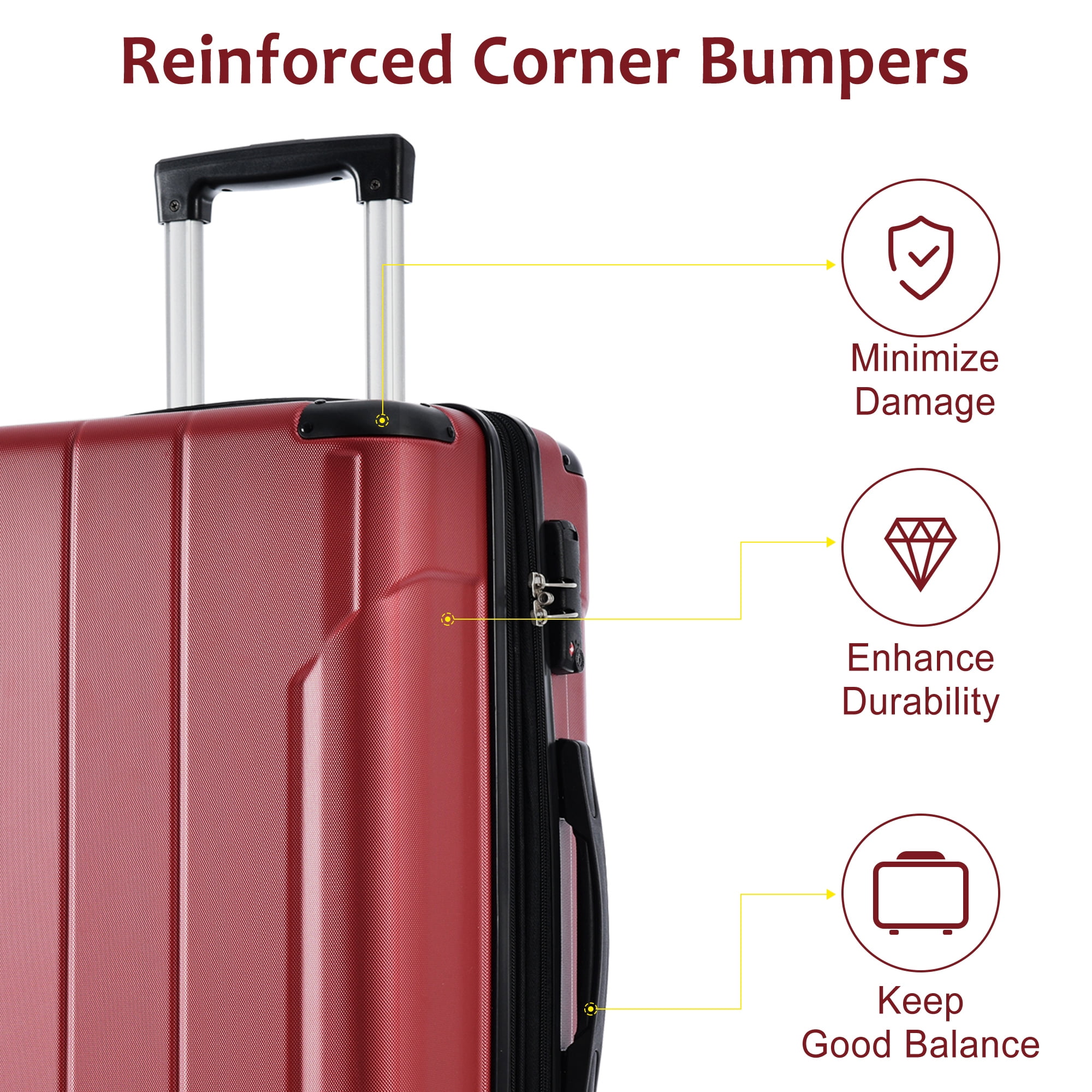 Hardshell Luggage, Lightweight Durable ABS Suitcases with Double Wheels, Expandable 28-inch Checked Luggage