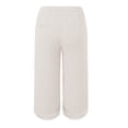 thumbnail image 4 of Bovemsi 2025 Women's High Waist Bubble Textured Linen 3/4 Cropped Trousers - Lightweight Summer Pants with Pockets, Beige, L, 4 of 5
