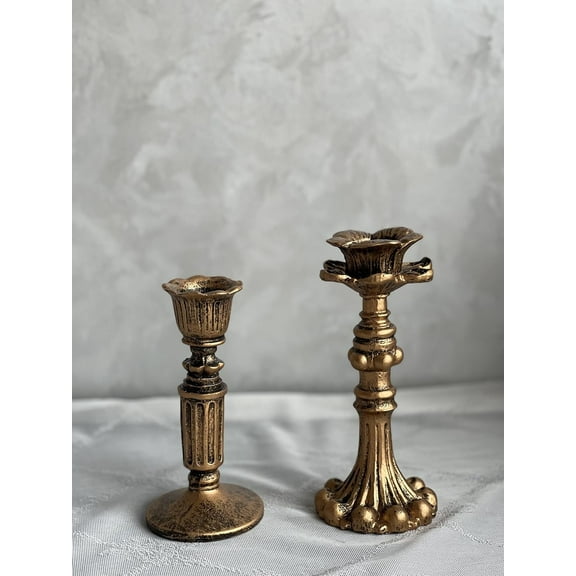 French Nostalgic Floral Resin Candle Holder Antique Bronze/Furniture Decoration/Retro Ornaments Candlestick