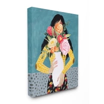 Stupell Industries Designer Flower Vase Fashion Blue Modern Painting Canvas Wall Art by Grace Popp