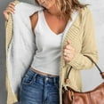 thumbnail image 2 of Vedolay Women's Casual jackets Womens Slim-Fit Casual Fall Fashion Double Flap Pockets Casuals Jacket,Beige L, 2 of 5
