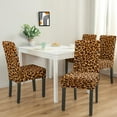 thumbnail image 2 of Set of 4 Cheetah Dining Chair Covers Fashion Animal Spots Design Washable Polyester Stretch Slipcovers Removable Seat Protector for Tropical Kitchen Style, 2 of 7