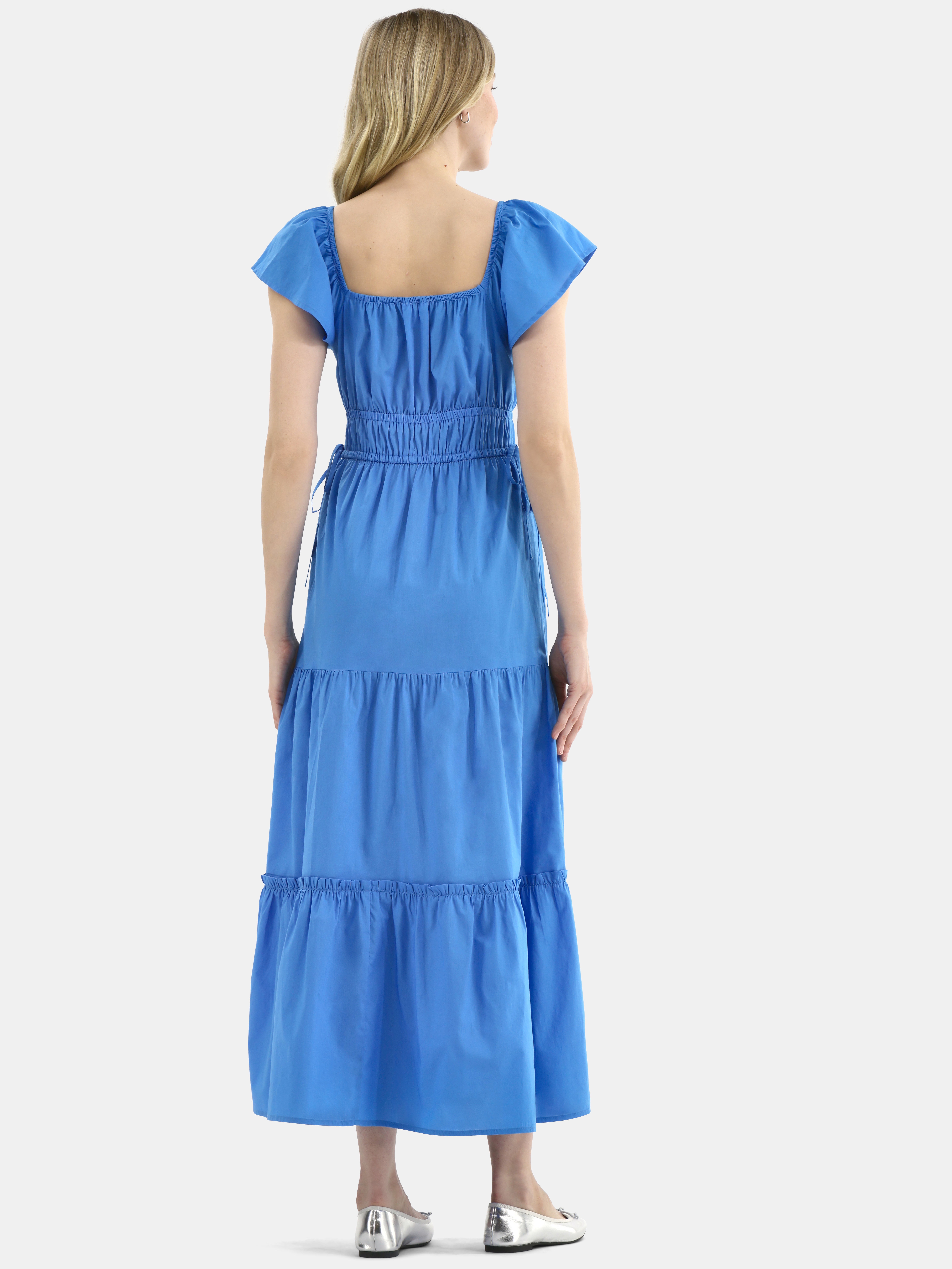 Time and Tru Women's Cotton Maxi Dress with Flutter Sleeves, Sizes XS-XXXL