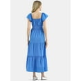 thumbnail image 2 of Time and Tru Women's Cotton Maxi Dress with Flutter Sleeves, Sizes XS-XXXL, 2 of 4