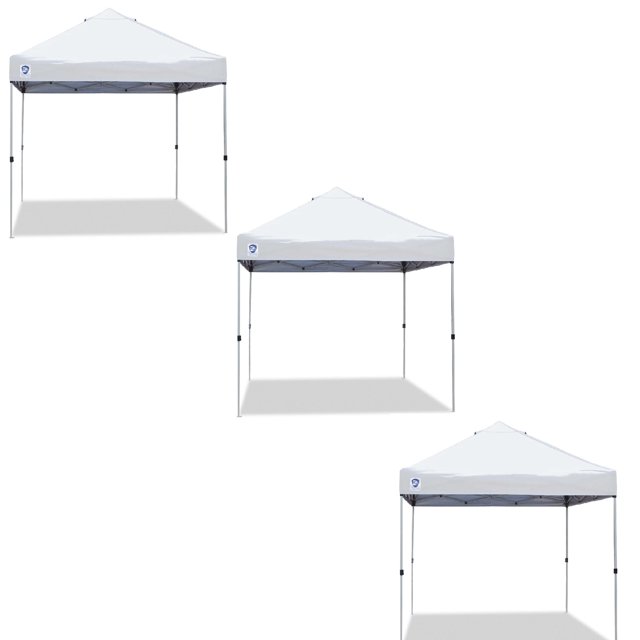 Z-Shade 10' x 10' Straight Leg Portable Instant Shade Tent, White (3 Pack)