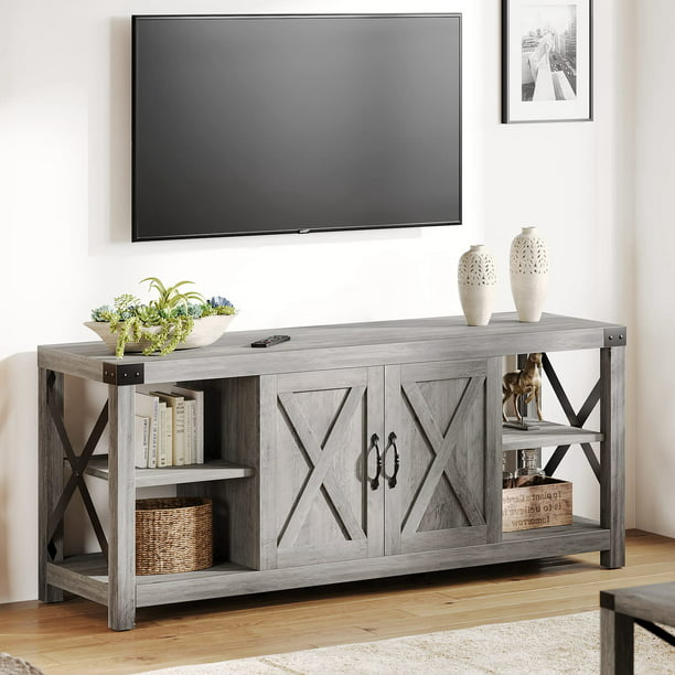 Coromose Farmhouse Barn Door TV Stand for TVs up to 65