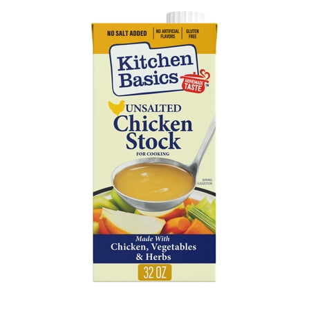 Kitchen Basics Unsalted Chicken Stock, 32 oz Carton