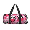 thumbnail image 2 of Gaeub Panda Heart Valentine Pink Lightweight Travel Cylinder Bag Gym Tote Bag Sports Training Duffle Bag with Pockets and Straps, 2 of 8