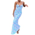 thumbnail image 1 of Vestido Largo Con Tirantes Vestido largo de playa para mujer Traje de playa con correa de espagueti sin espalda (Azul L) Cgtredaw Para estrenar, 1 of 1