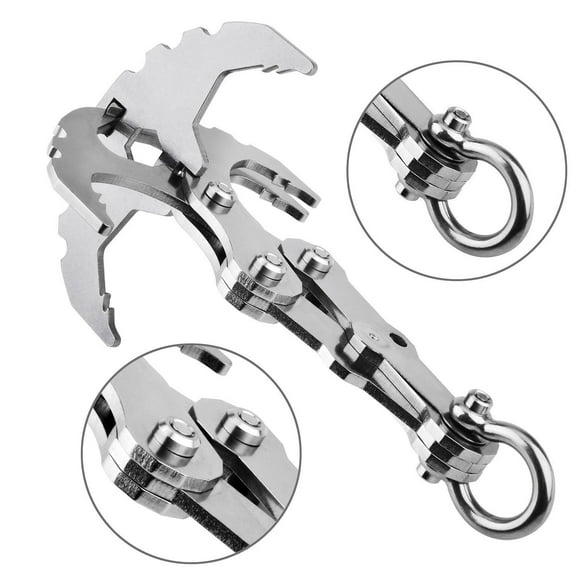 Grappling Hook, Stainless Steel Multi-Function Claw Hook for Outdoor Climbing, Gravity Grapple Multi-Function Gravity Hook
