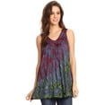 thumbnail image 5 of Sakkas Sana Tie Dye Sleeveless Embroidered V-Neck Tank Tunic Top Blouse / Cover Up - Raspberry - One Size Regular, 5 of 5