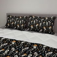 thumbnail image 2 of Skeleton Comforter & Sham Bedding Set, Humorous Dancing Halloween Party Musical Notes and Stars, 3 pcs Duvet Set Microfiber Filling Quilt, 5 Sizes, Charcoal Grey Multicolor, by Ambesonne, 2 of 4