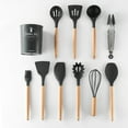 thumbnail image 4 of 11-Piece Cooking Utensil Set with Storage Rack Kitchen Utensil Set Silicone Cookware Set Wooden Handle Cookware Set Chef Non-Stick Kitchen Gadgets, 4 of 8