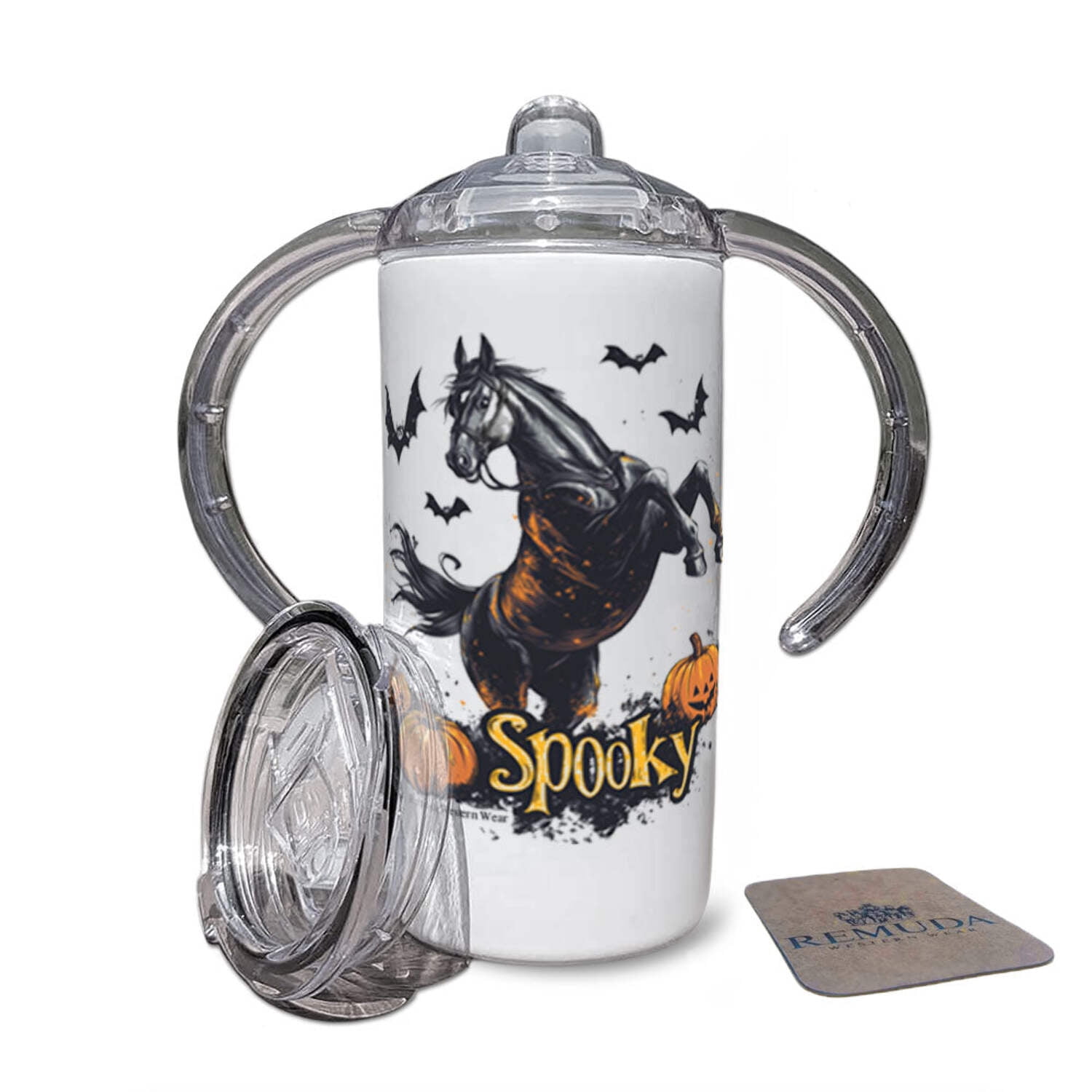 SPOOKY - Kids Western Halloween Horse Sippy Cup w/ Transition Lid