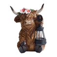 thumbnail image 3 of Estatua de vaca, escultura animal con luz solar para exteriores, adorno moderno, regalos de resina Vaca sentada, 3 of 8