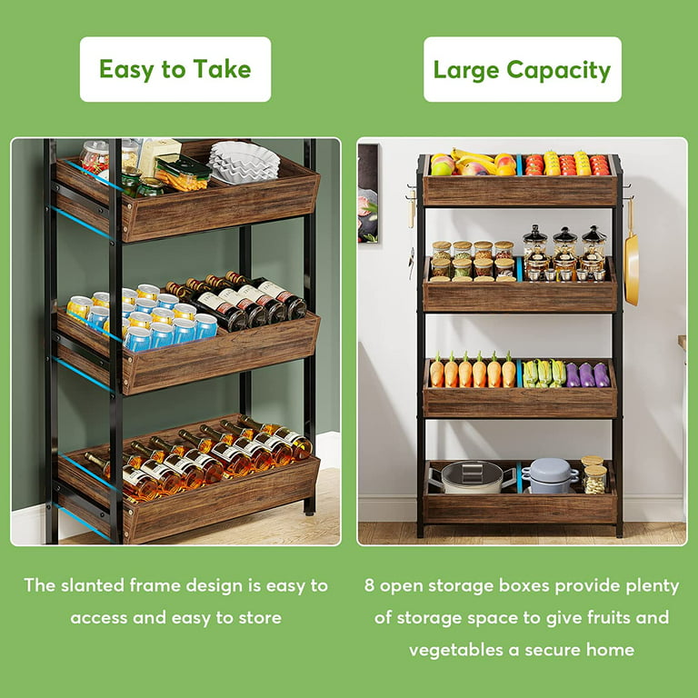 4 Tier Vegetable Storage Stand Wood Display