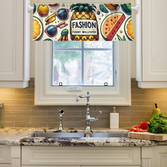 Fashion Fruits Curtain Valances Farmhouse Design Window Treatment Decor Blackout Rod Pocket for Windows Living Room Kitchen 54" x 18"